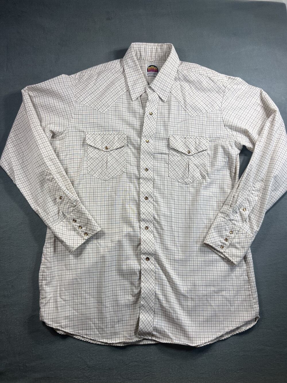 Miller Men's Pearl Snap Long Sleeve Western Shirt Sz 17/35 Cotton Blend